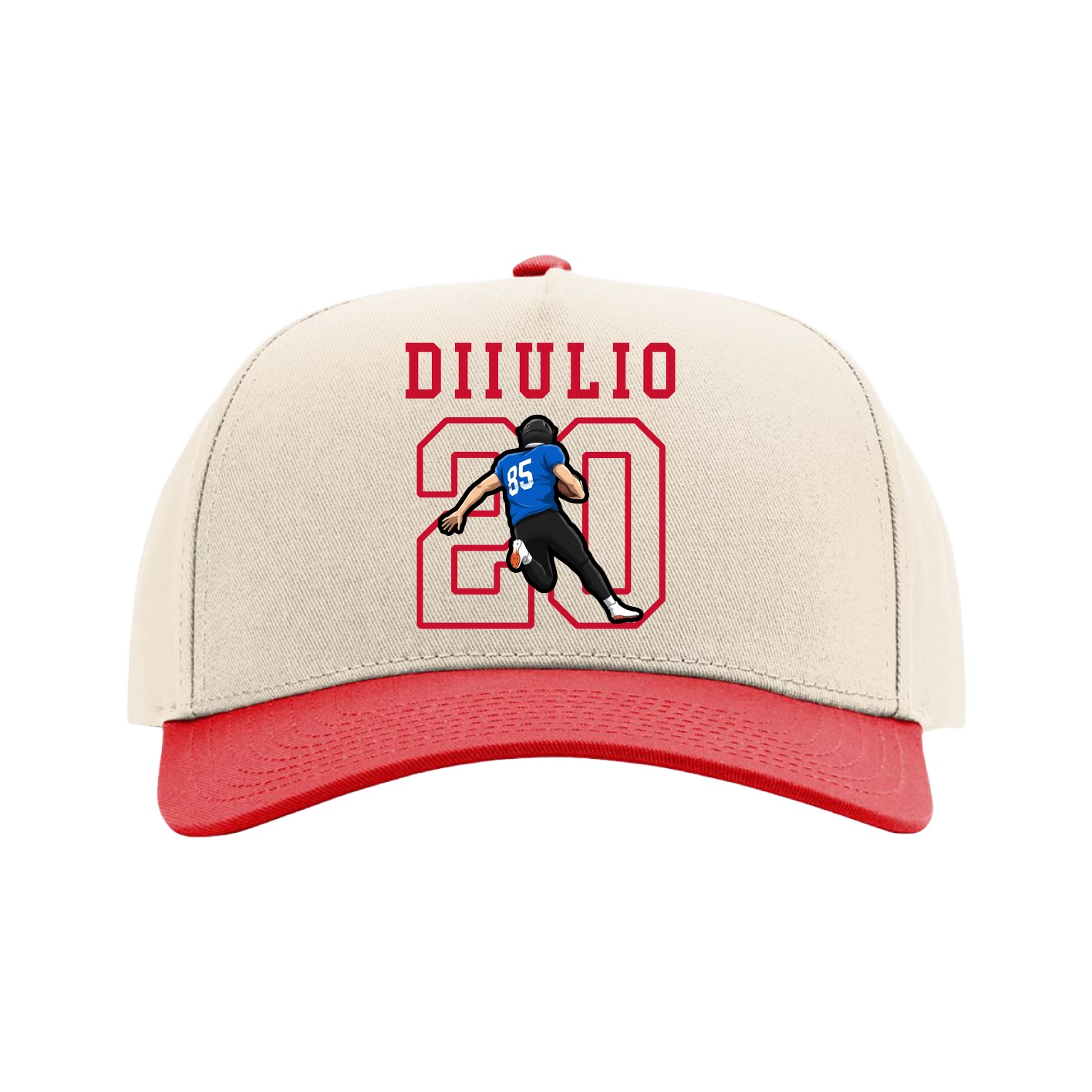 Full Fabric Five-Panel Champ Cap — Shirsey in Cream/Red