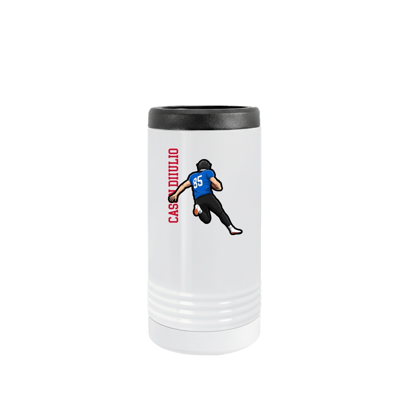Slim Beverage Holder — Name Vertical in White