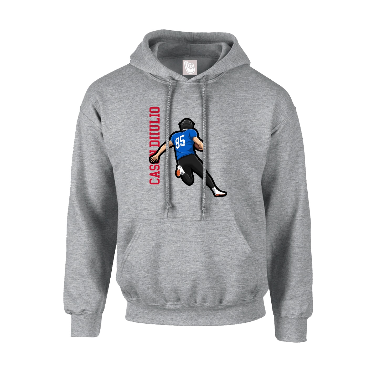 Youth Hoodie — Name Vertical in Grey
