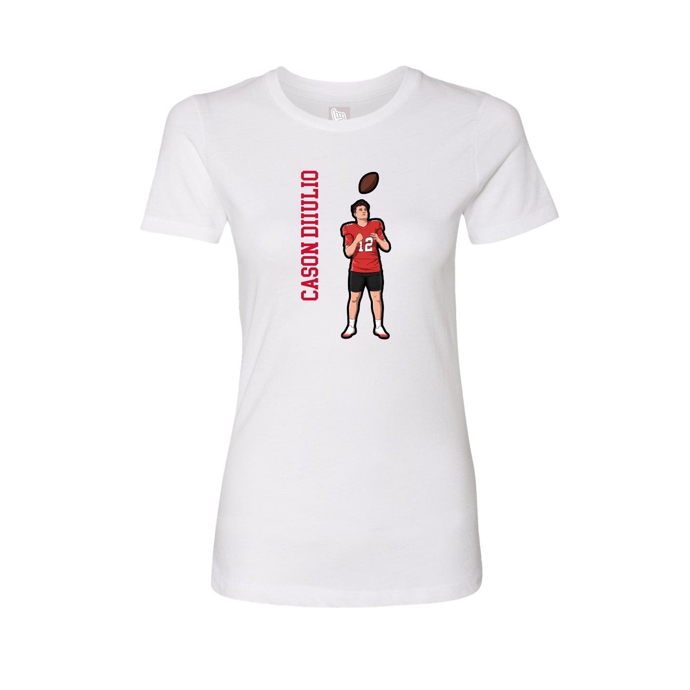 Fitted Women's Tee — Name Vertical in White