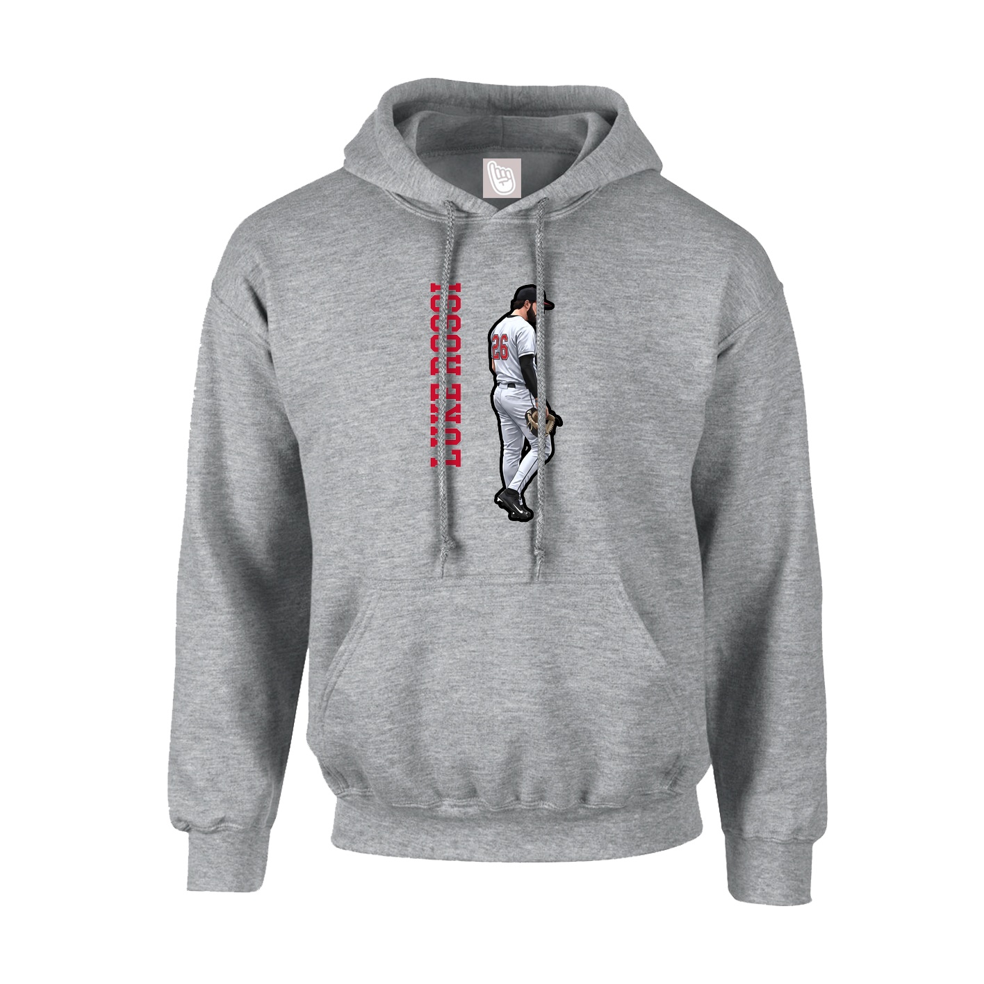 Hoodie — Name Vertical in Grey