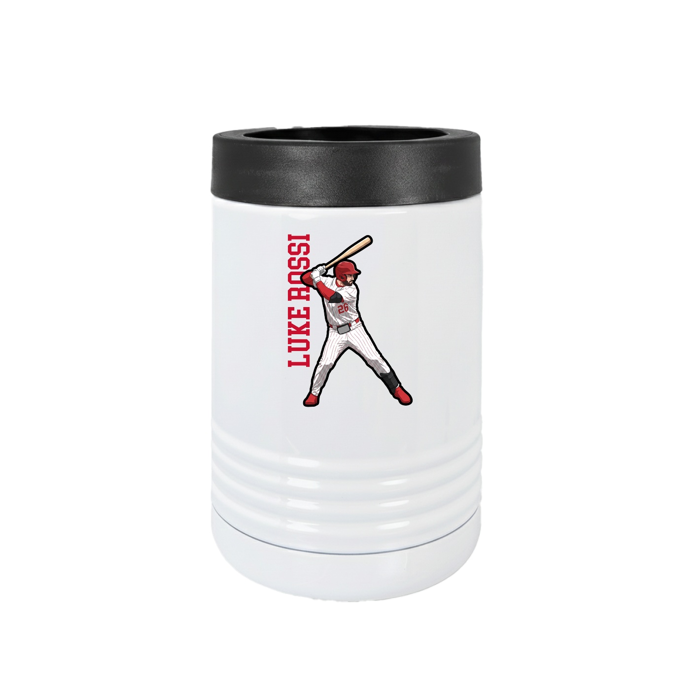 Beverage Holder — Name Vertical in White