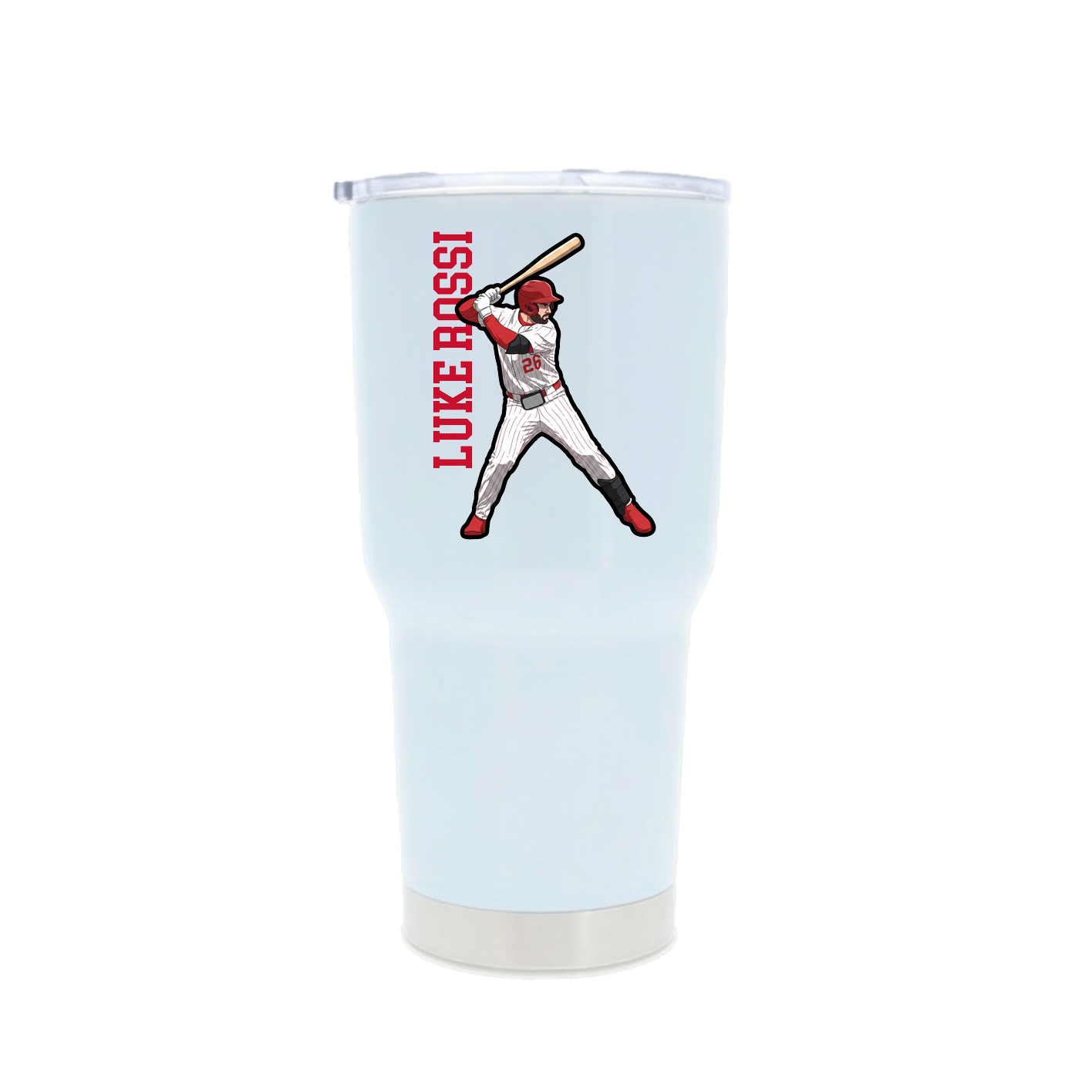 30oz Stainless Steel Tumbler — Name Vertical in White