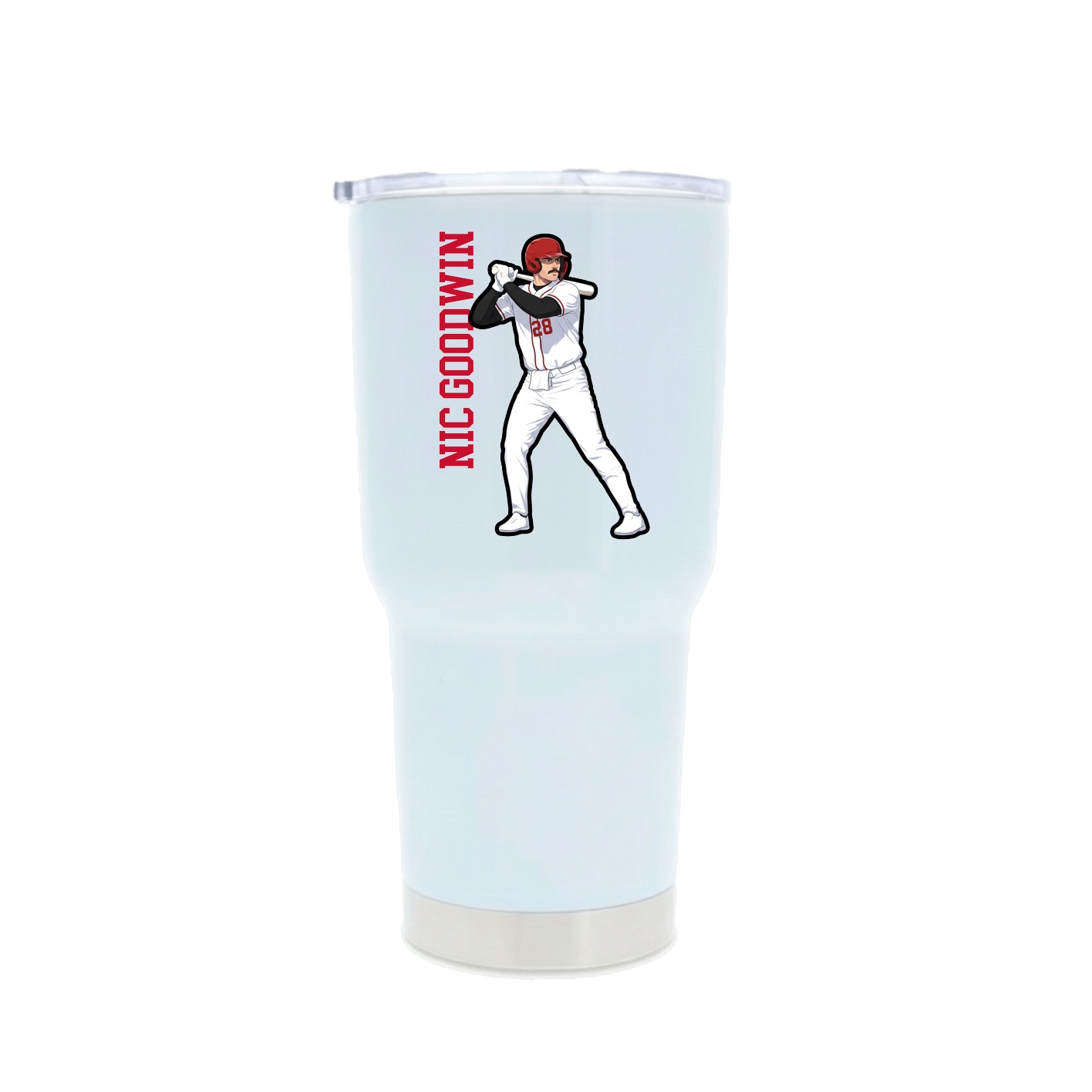 30oz Stainless Steel Tumbler — Name Vertical in White