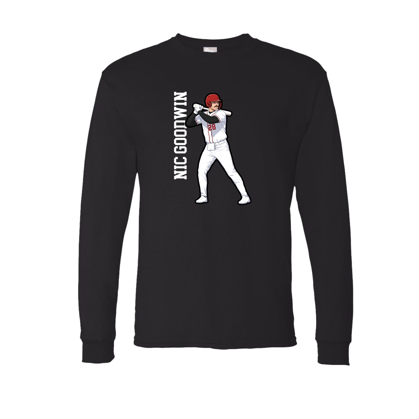 Long Sleeve Tee — Name Vertical in Black