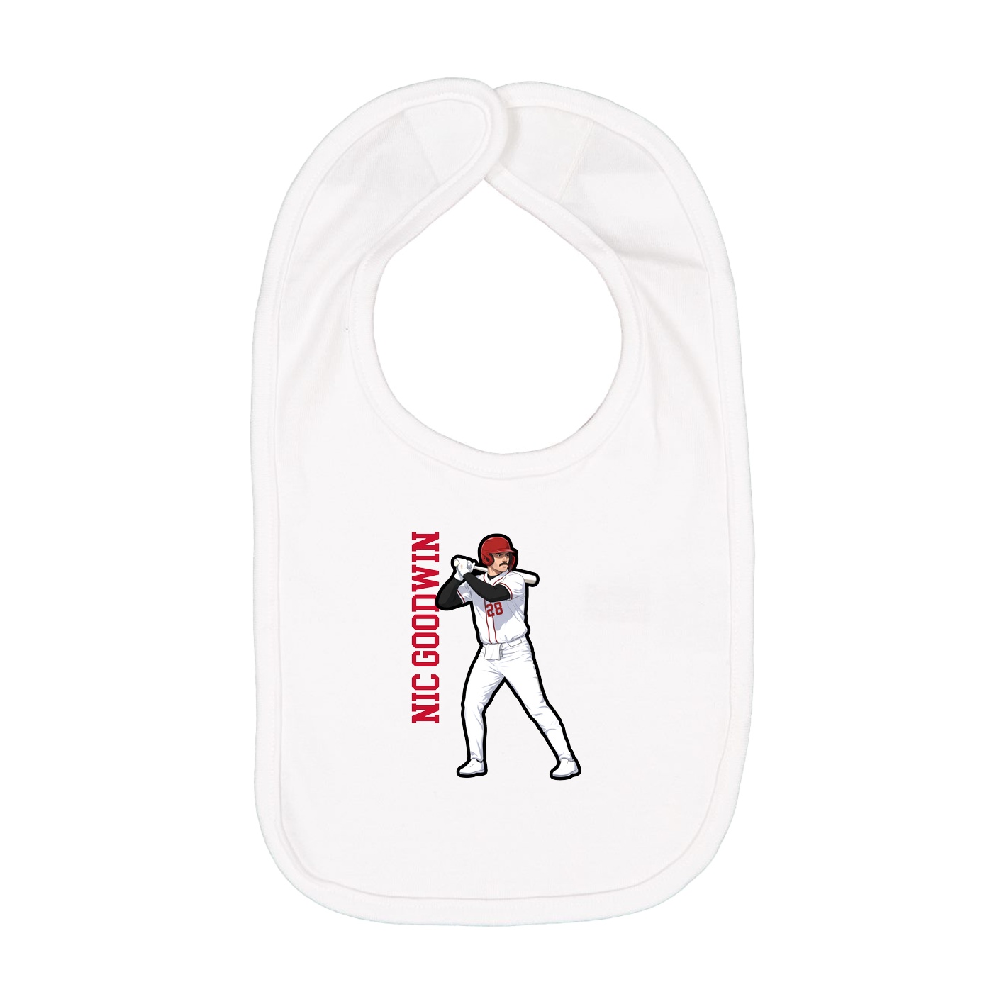 Infant Bib — Name Vertical in White