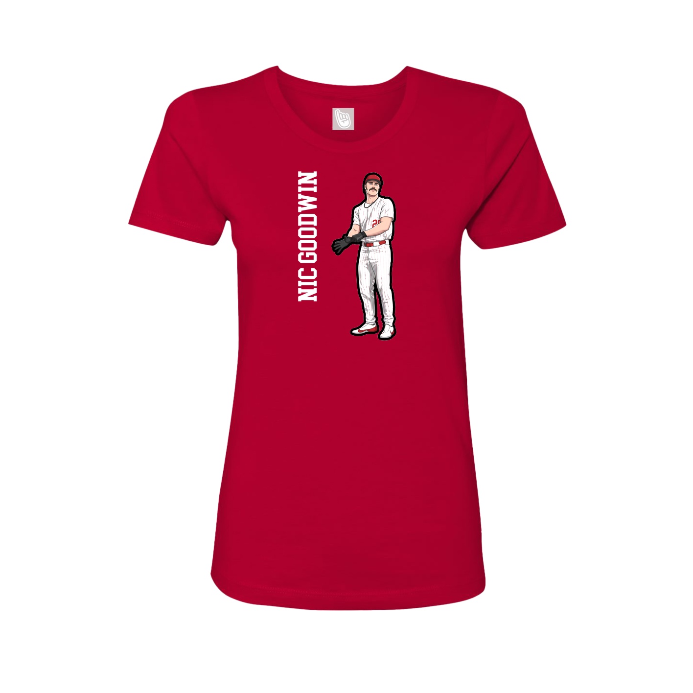 Fitted Women's Tee — Name Vertical in Red