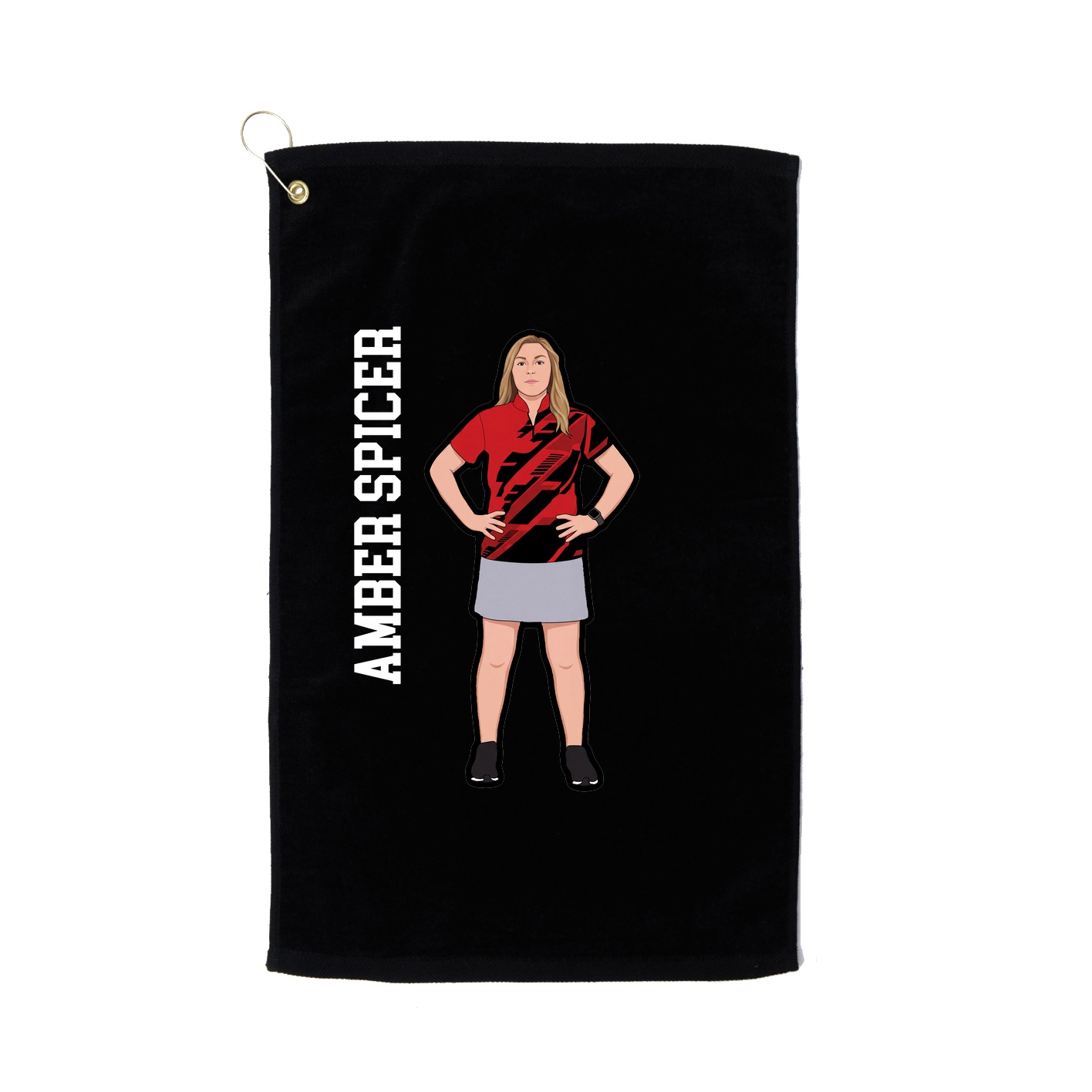 Golf Towel — Name Vertical in Black