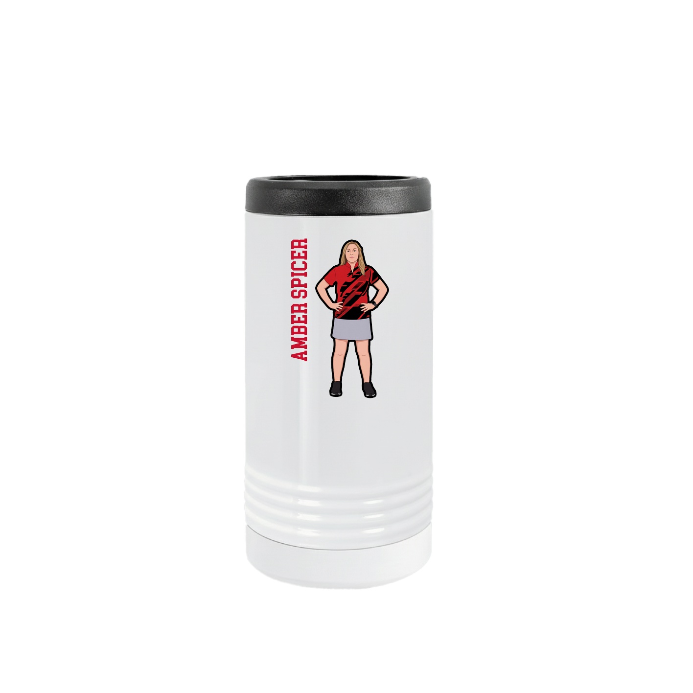 Slim Beverage Holder — Name Vertical in White