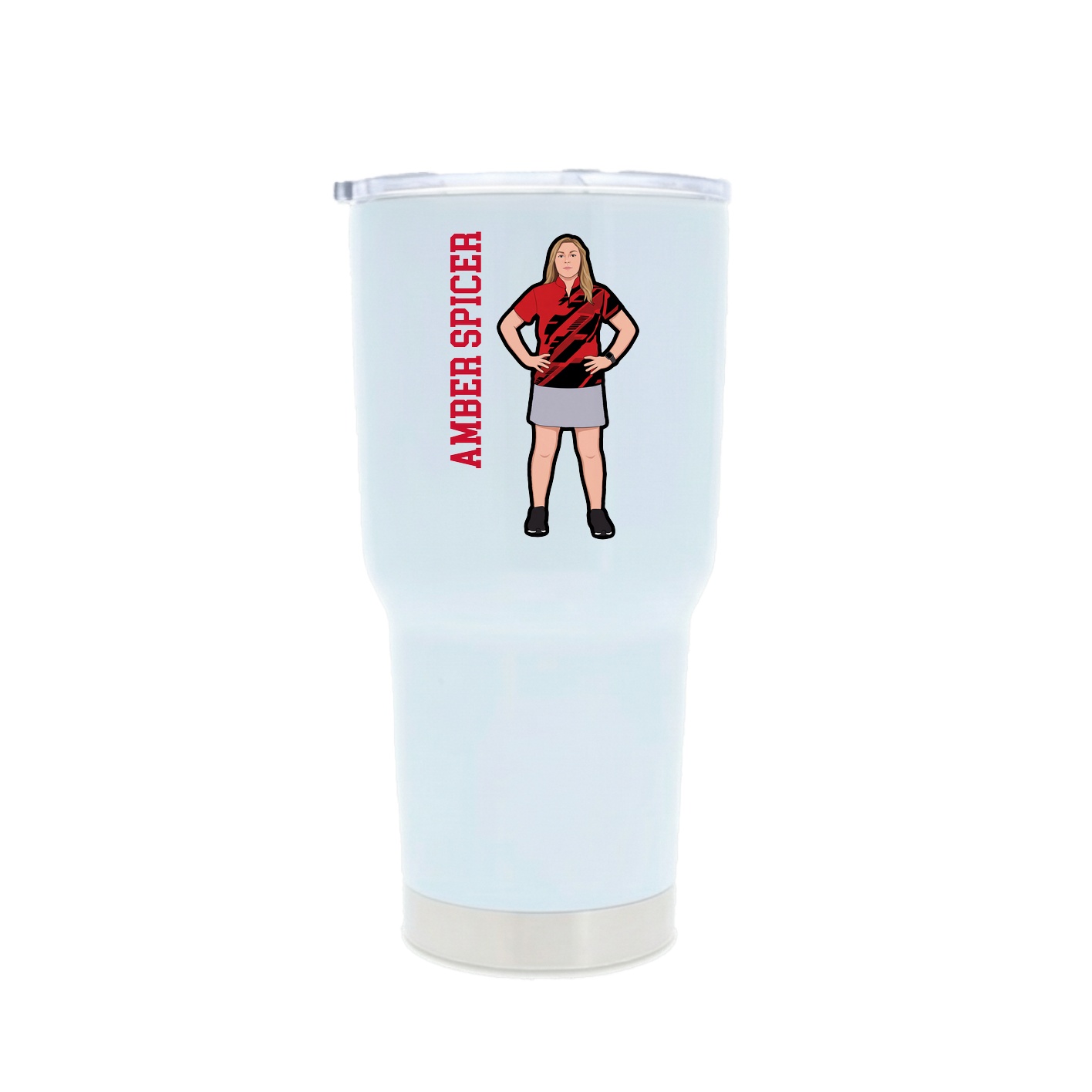30oz Stainless Steel Tumbler — Name Vertical in White