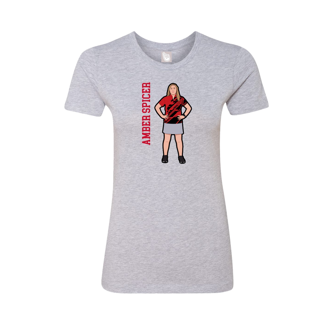 Fitted Women's Tee — Name Vertical in Grey