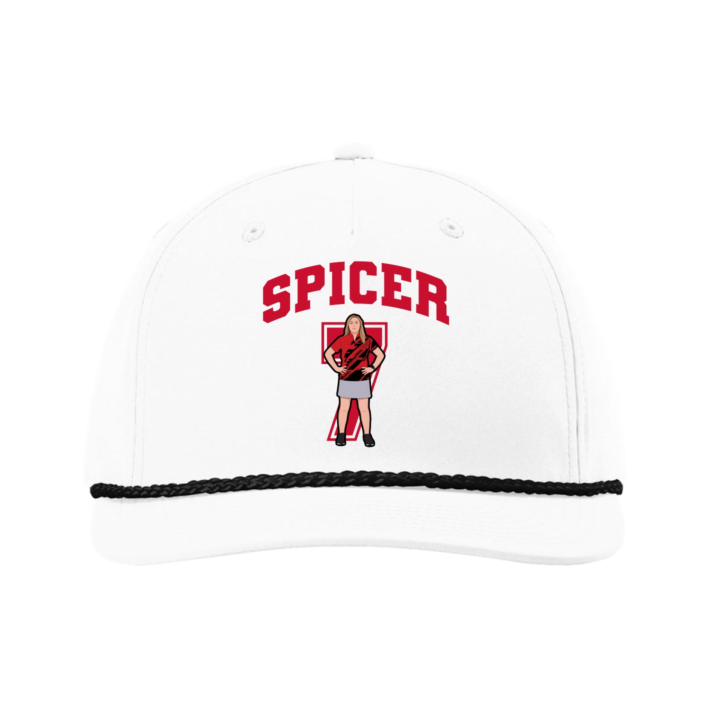 Five-Panel Classic Rope Cap — Number in White
