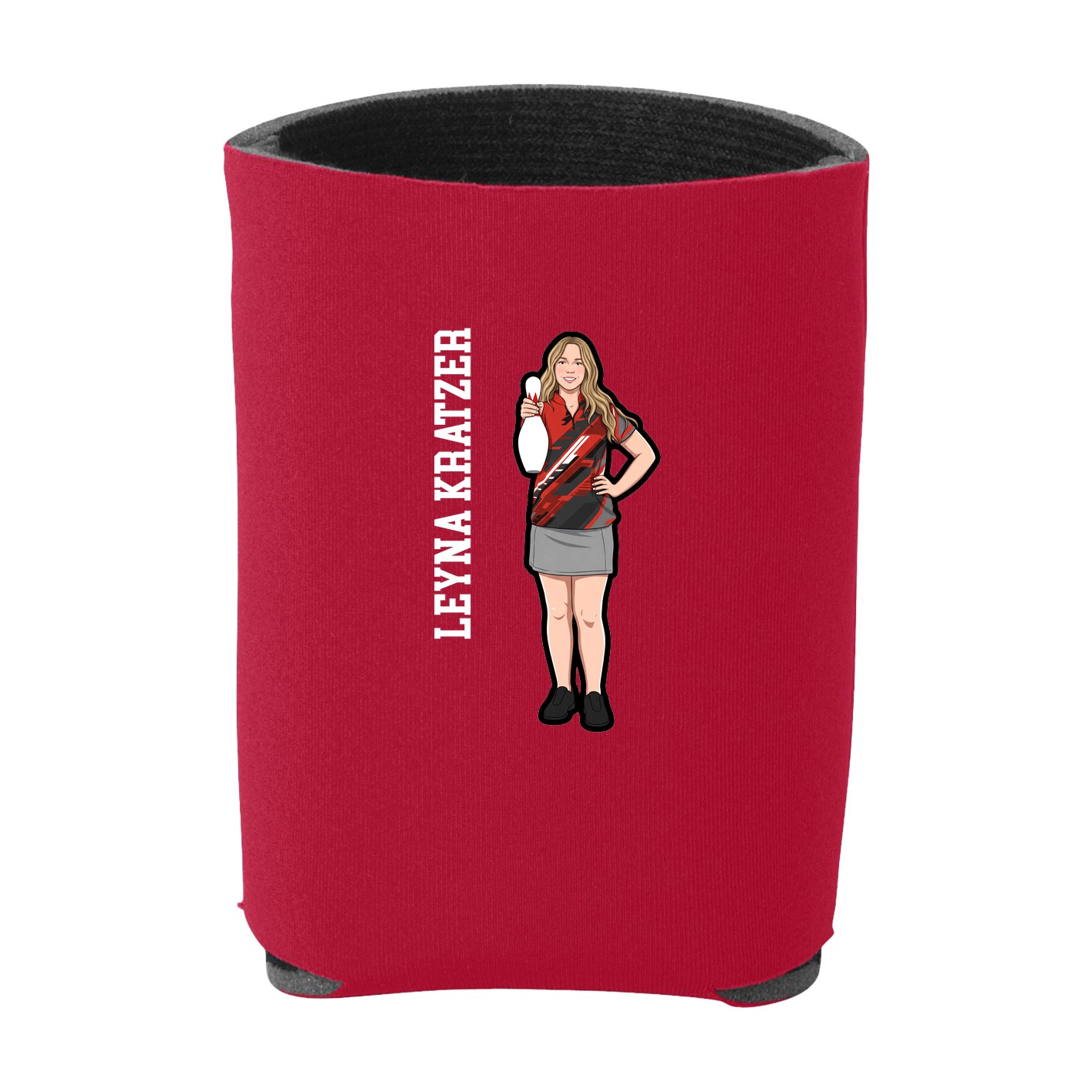 Can Holder — Name Vertical in Red