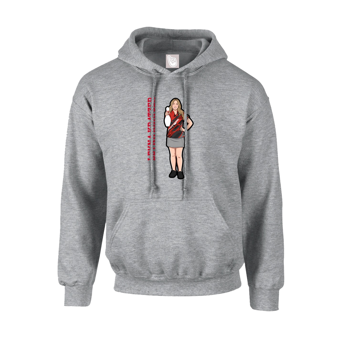 Youth Hoodie — Name Vertical in Grey