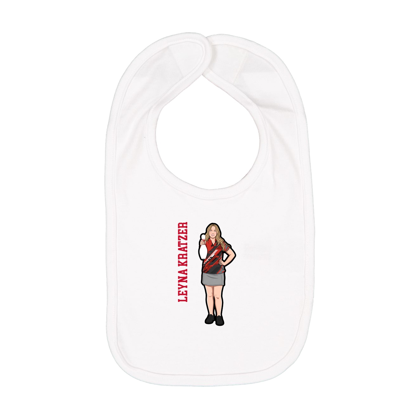 Infant Bib — Name Vertical in White