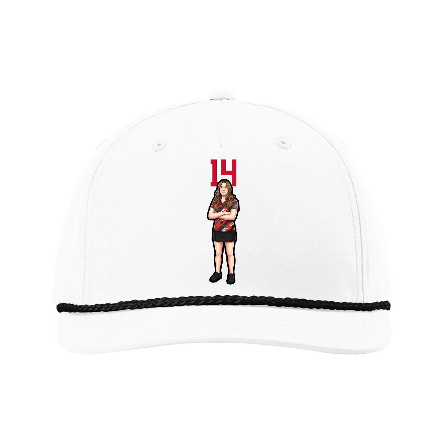 Five-Panel Classic Rope Cap — Number Top in White