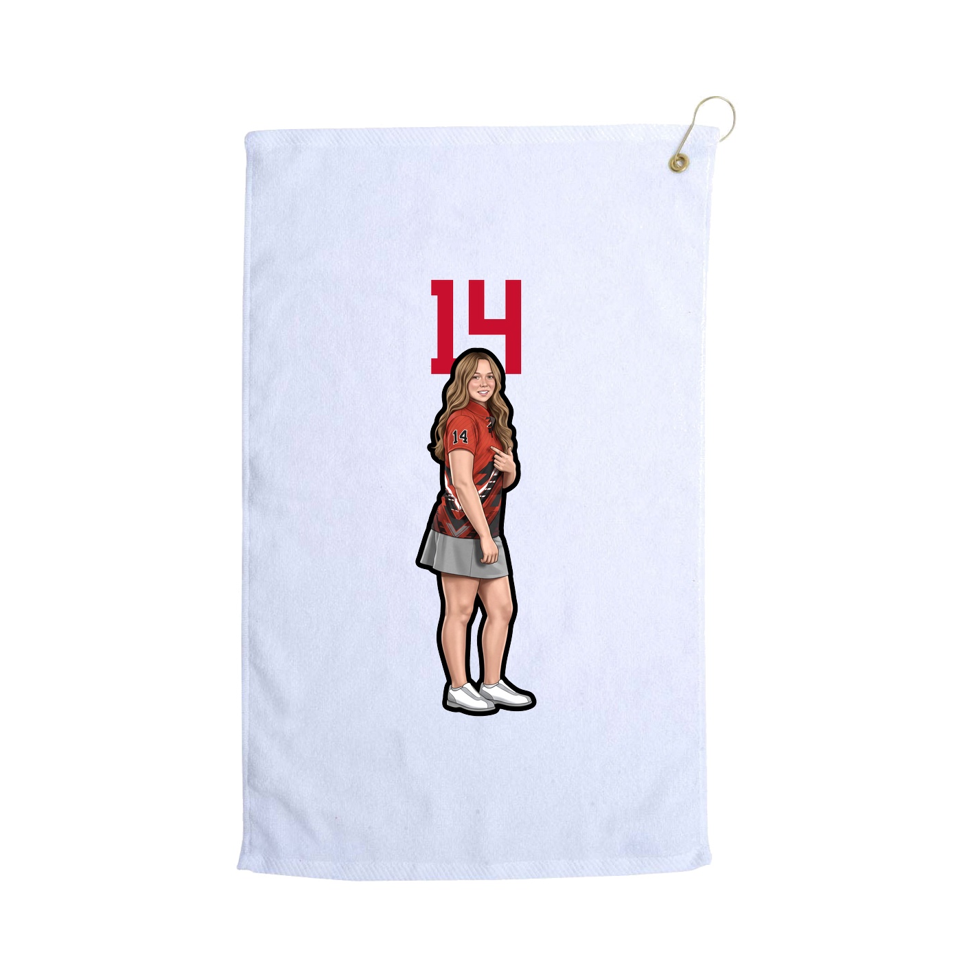 Golf Towel — Number Top in White