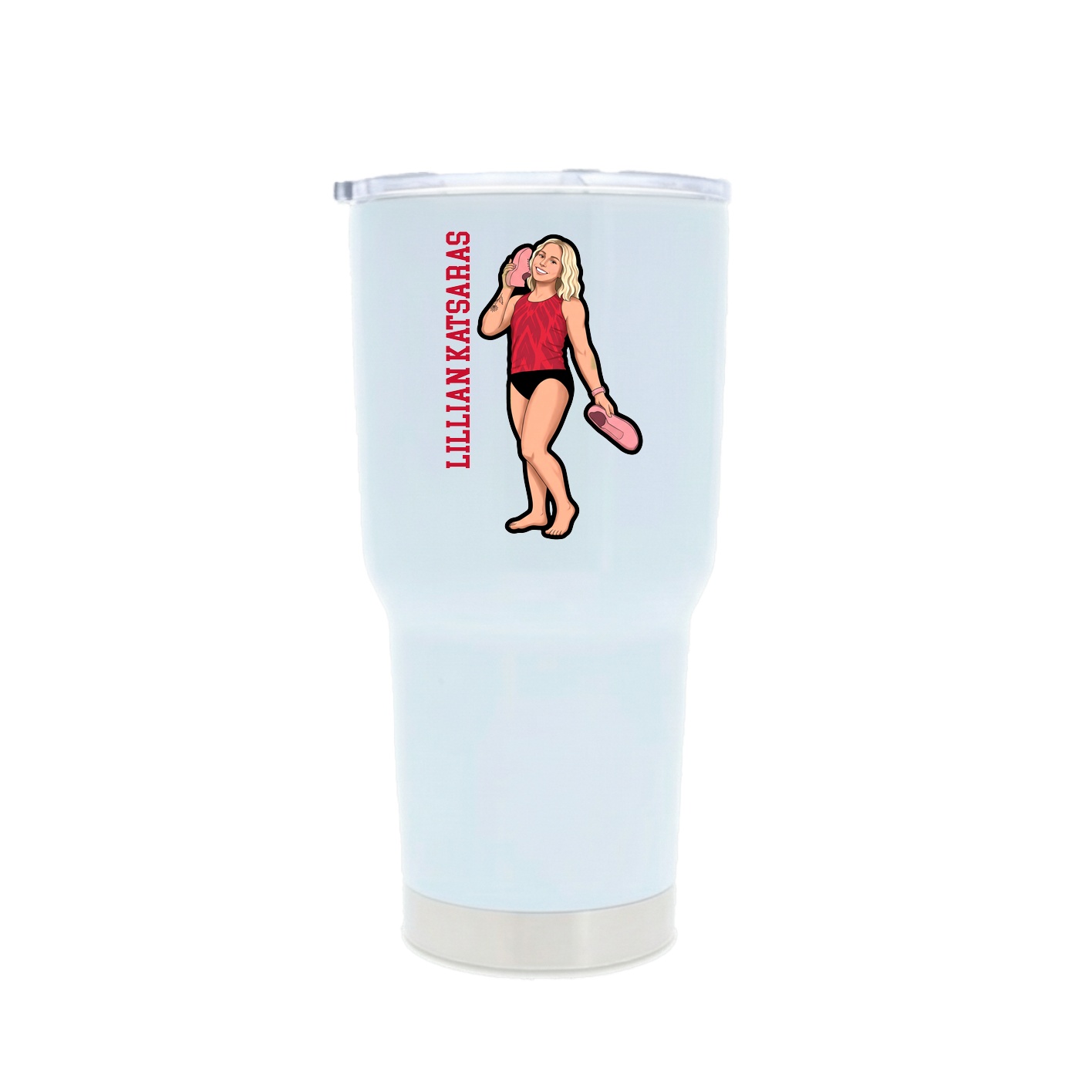 30oz Stainless Steel Tumbler — Name Vertical in White