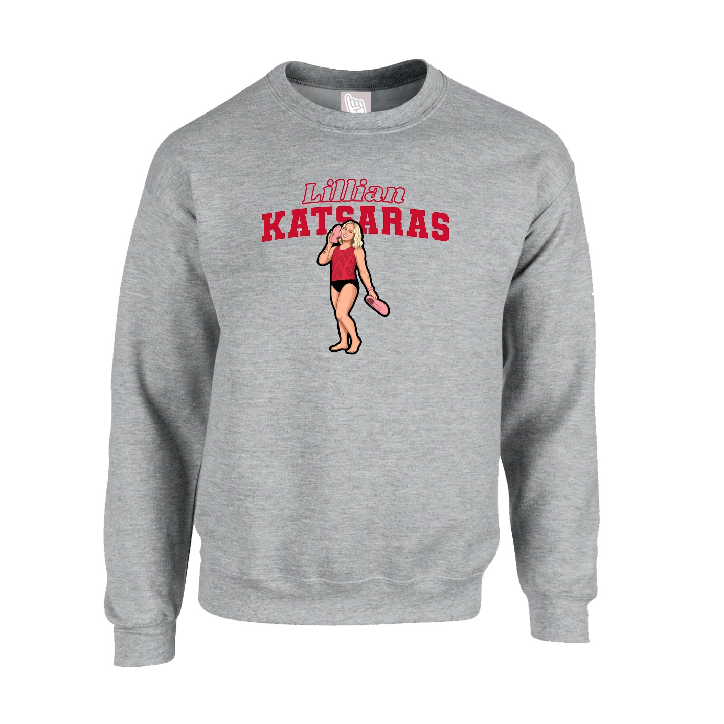 Fleece Crew — Name Arch in Grey