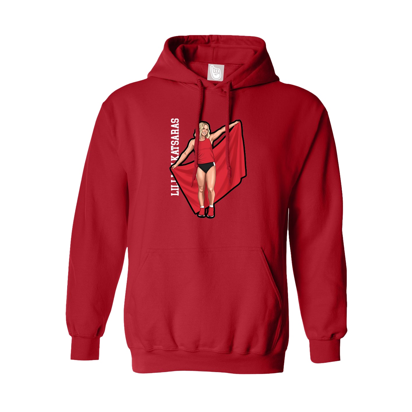 Hoodie — Name Vertical in Red