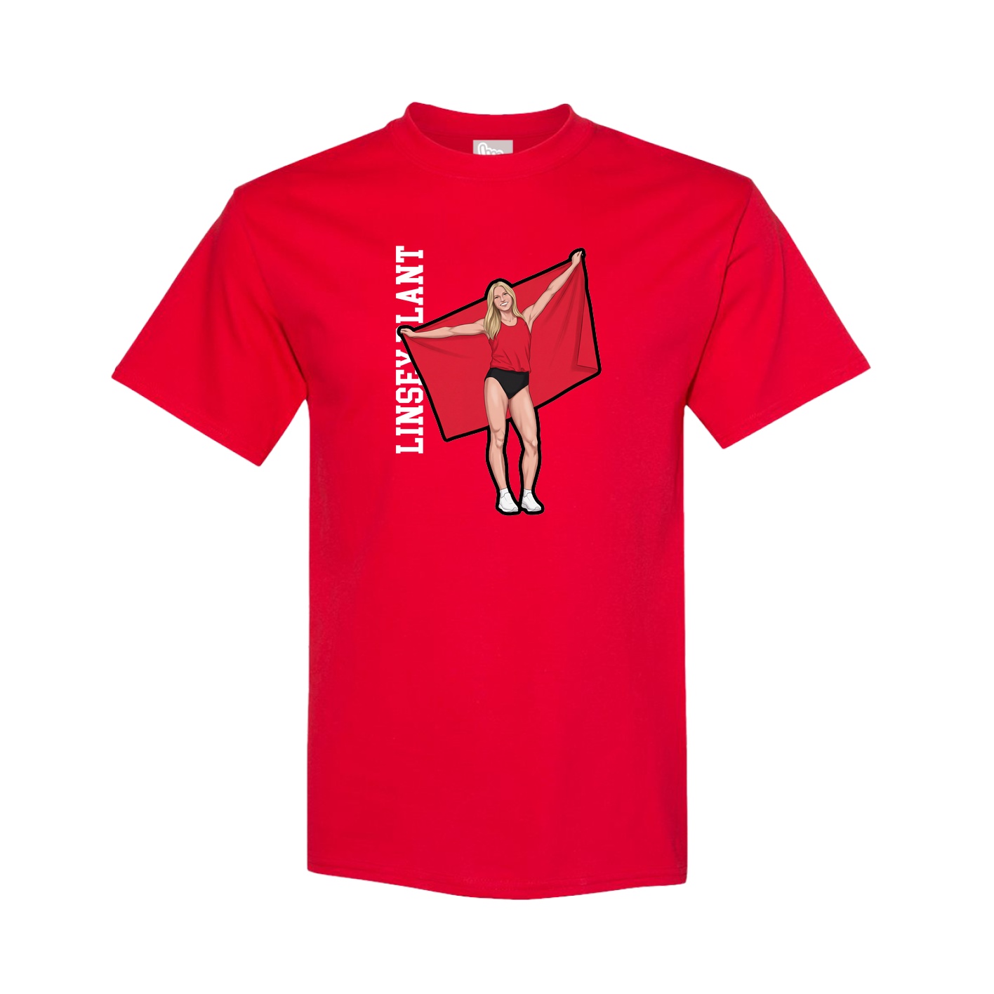 Tee — Name Vertical in Red