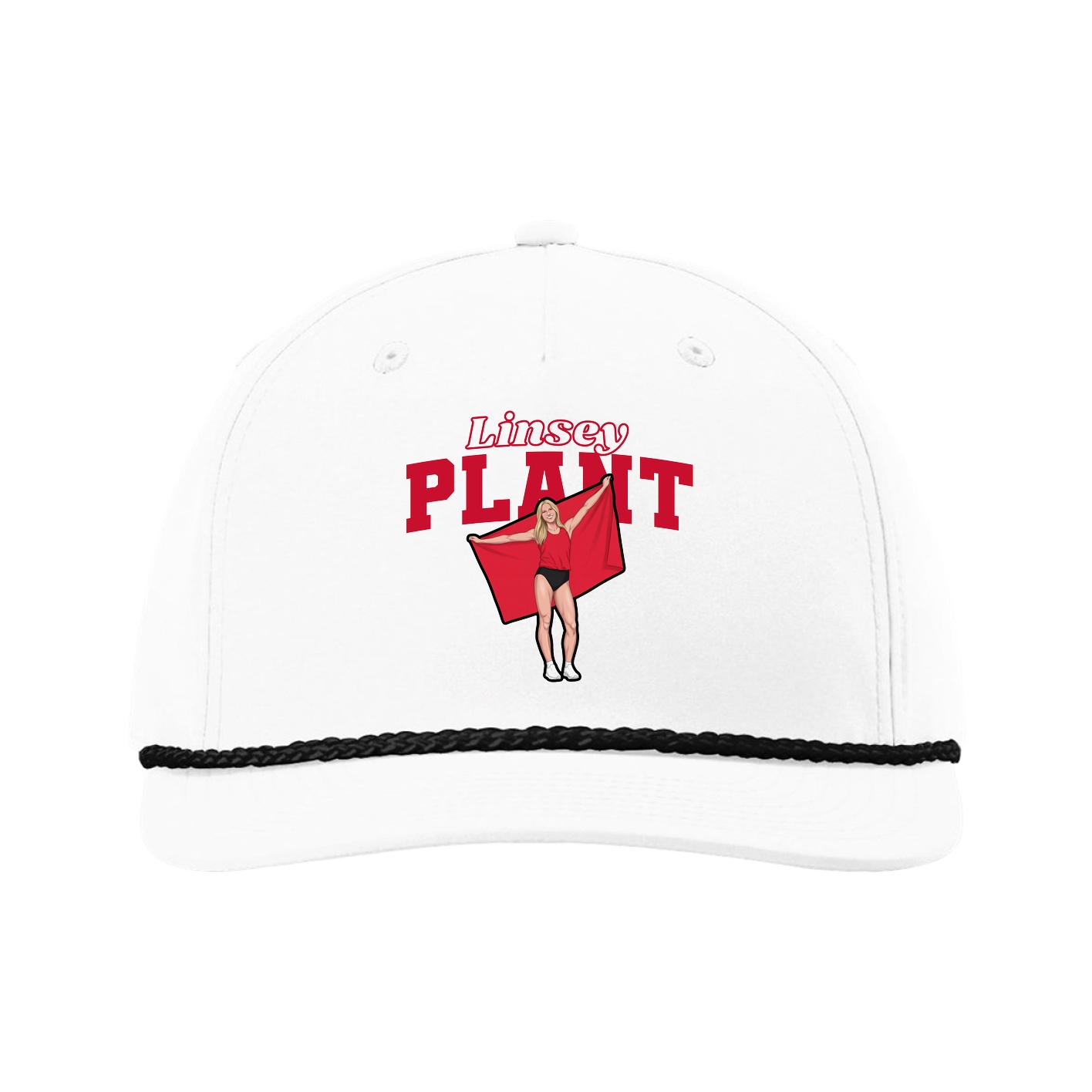 Five-Panel Classic Rope Cap — Name Arch in White
