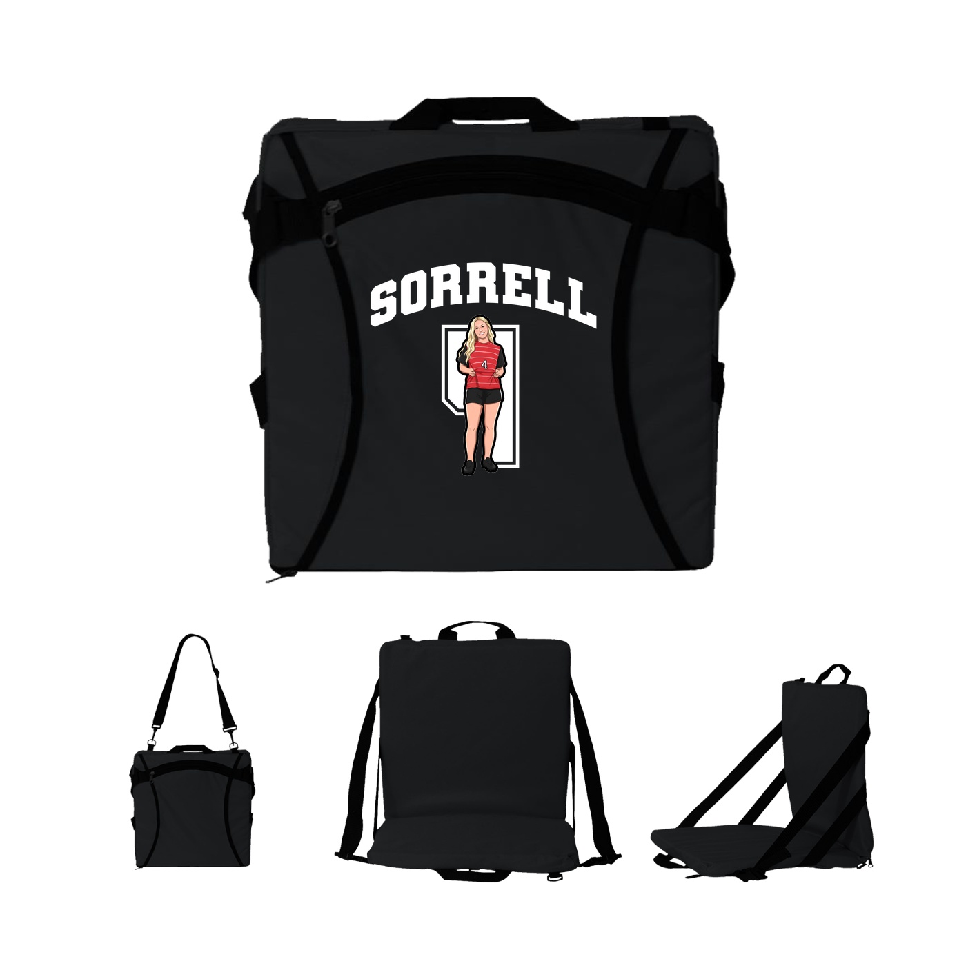 Folding Stadium Seat — Number in Black