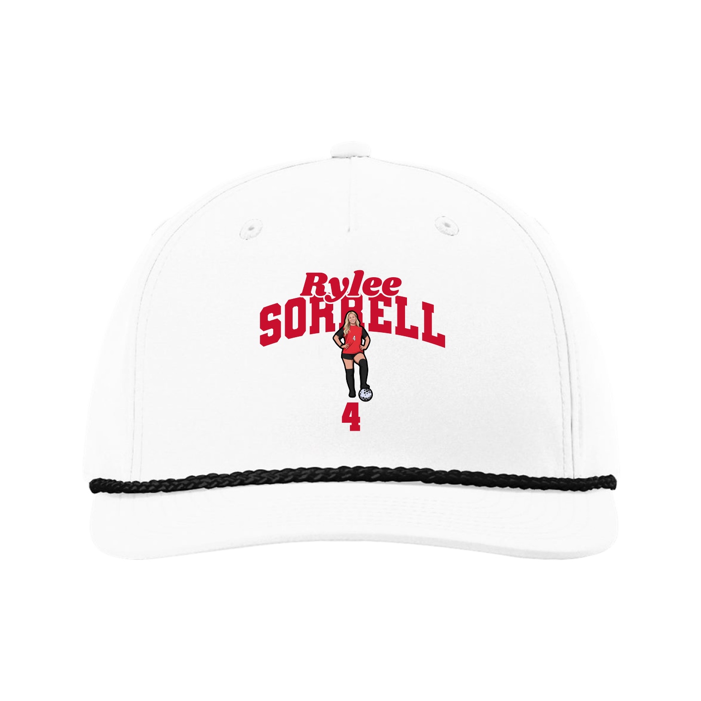 Five-Panel Classic Rope Cap — Signature Arch in White