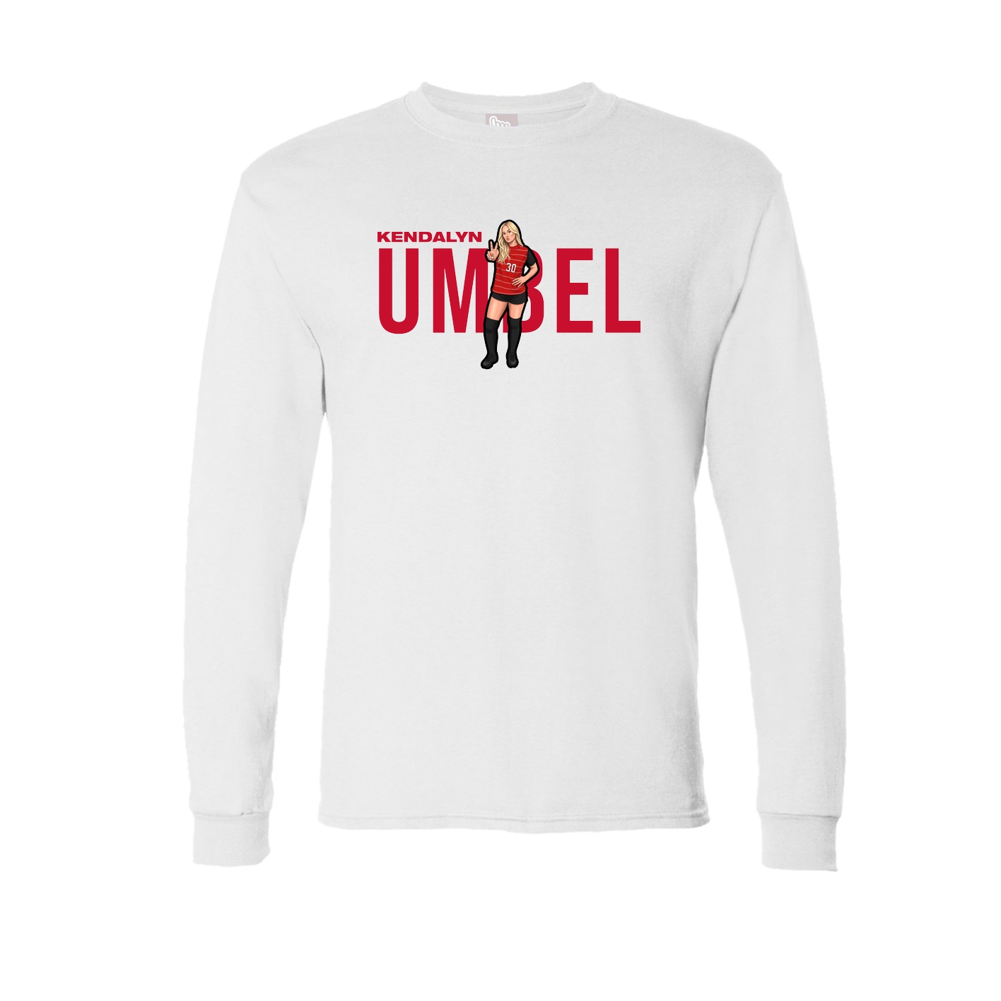 Long Sleeve Tee — Player Name in White