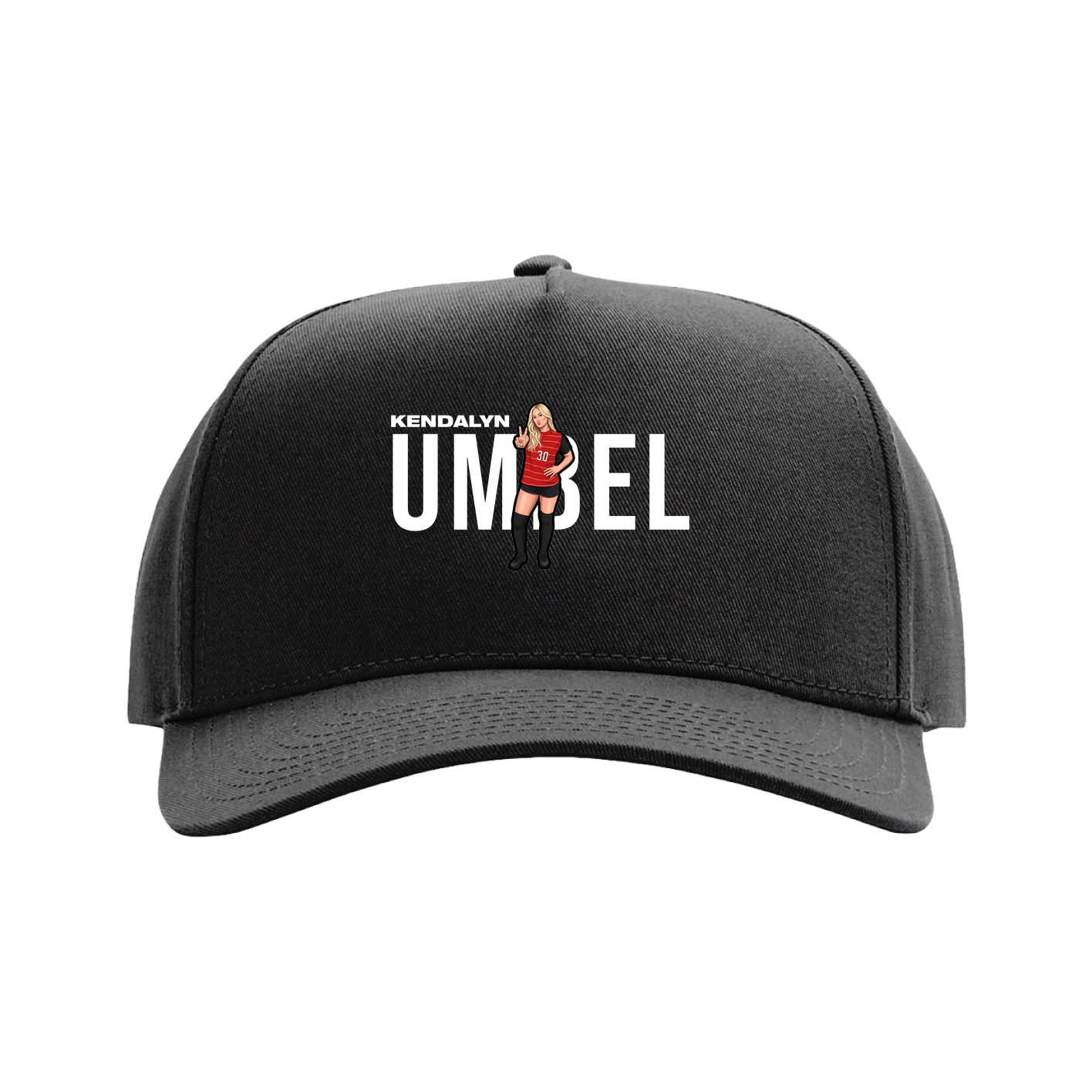 Full Fabric Five-Panel Champ Cap — Player Name in Black
