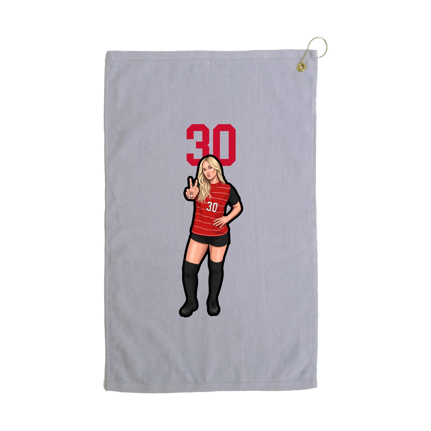 Golf Towel — Number Top in Grey