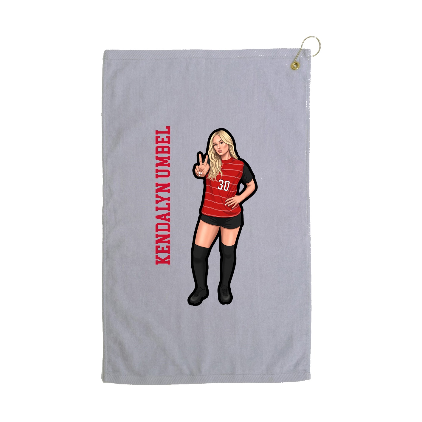 Golf Towel — Name Vertical in Grey
