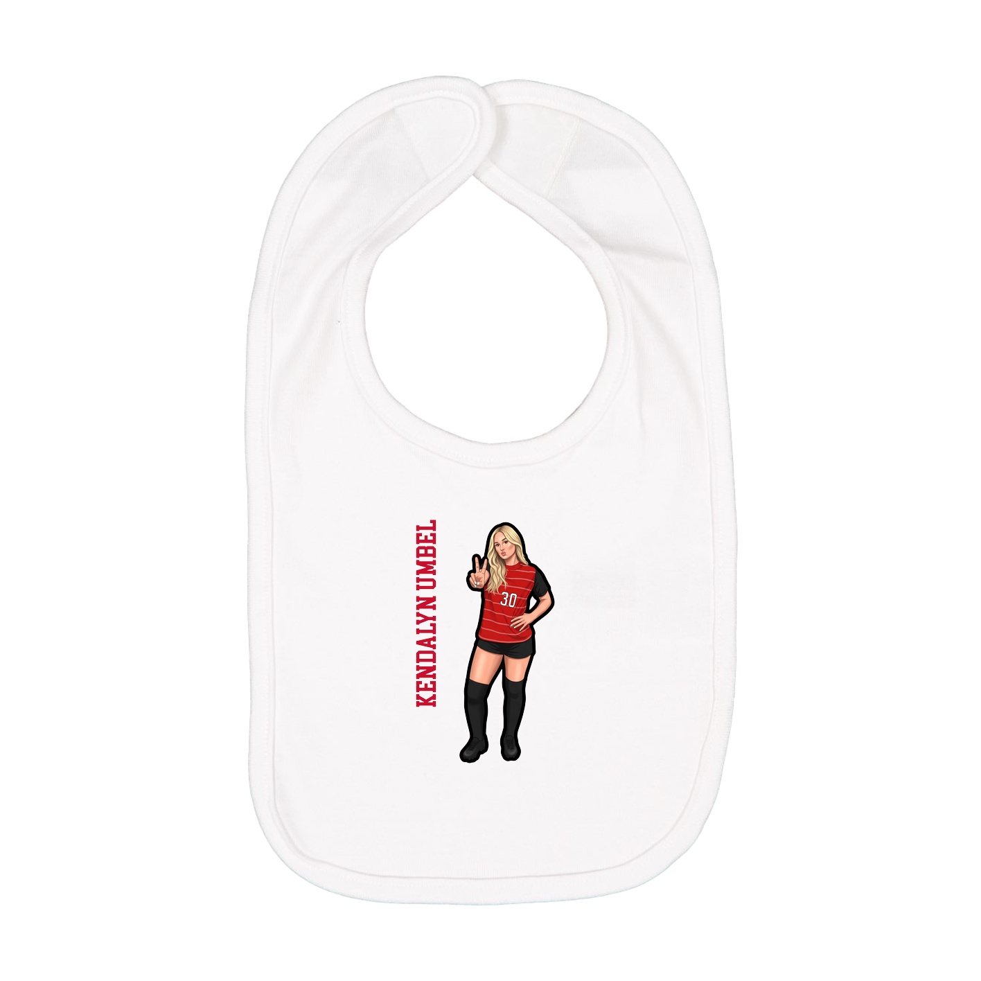 Infant Bib — Name Vertical in White