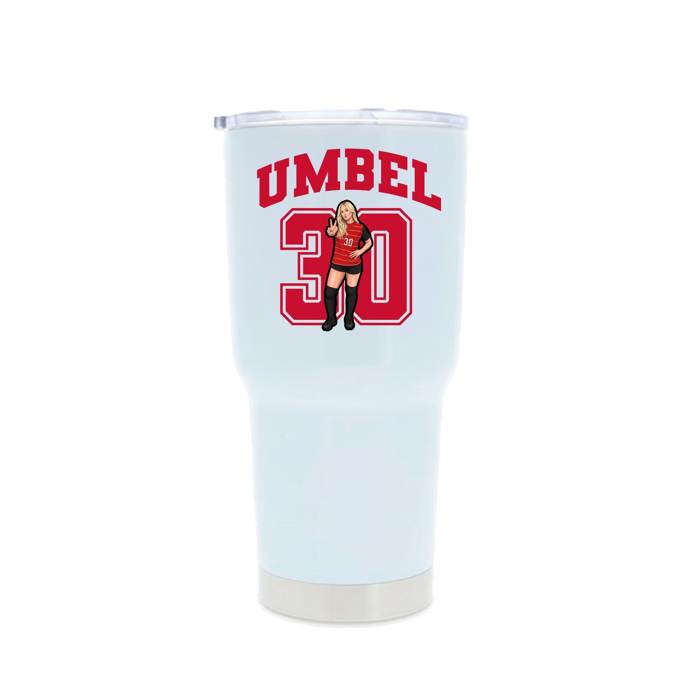 30oz Stainless Steel Tumbler — Number in White