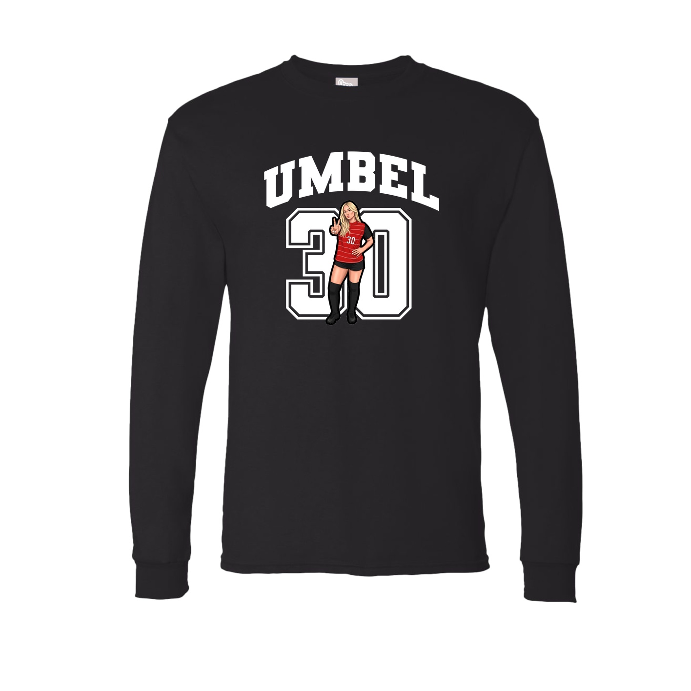 Long Sleeve Tee — Number in Black