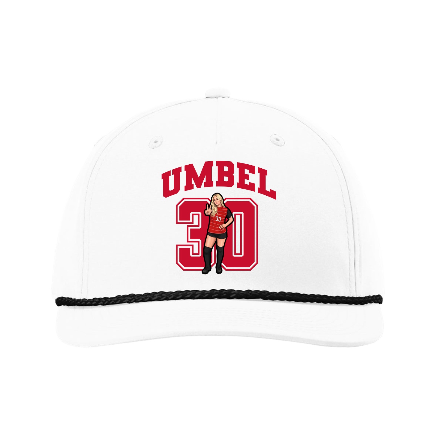 Five-Panel Classic Rope Cap — Number in White