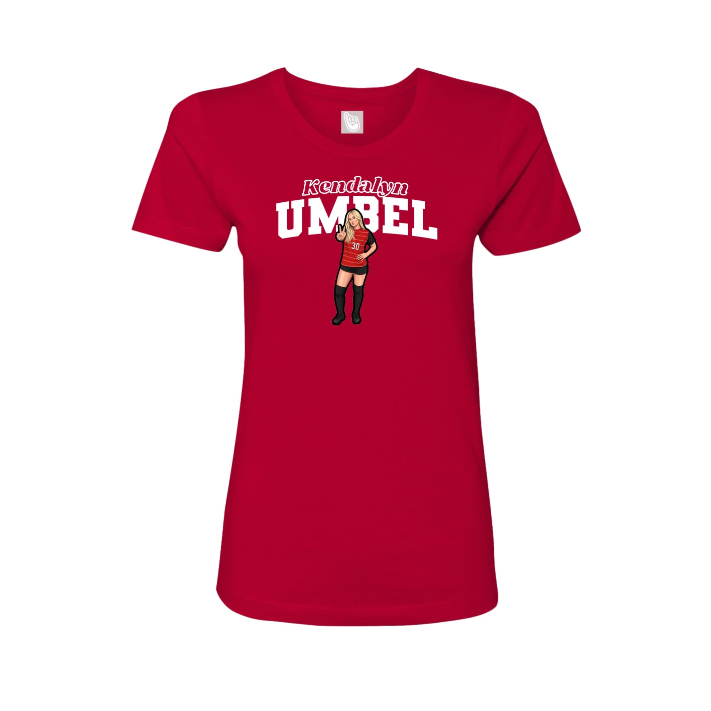 Fitted Women's Tee — Name Arch in Red