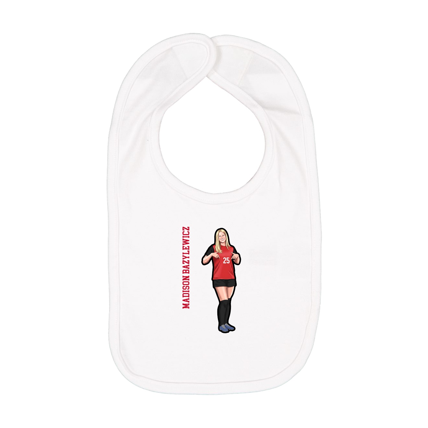 Infant Bib — Name Vertical in White