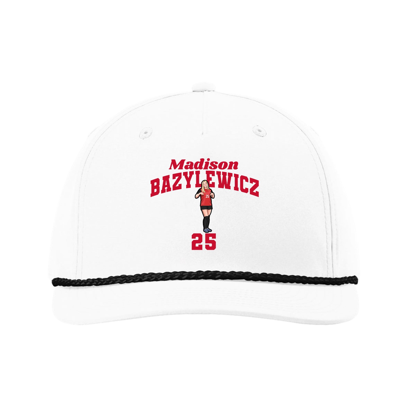 Five-Panel Classic Rope Cap — Signature Arch in White