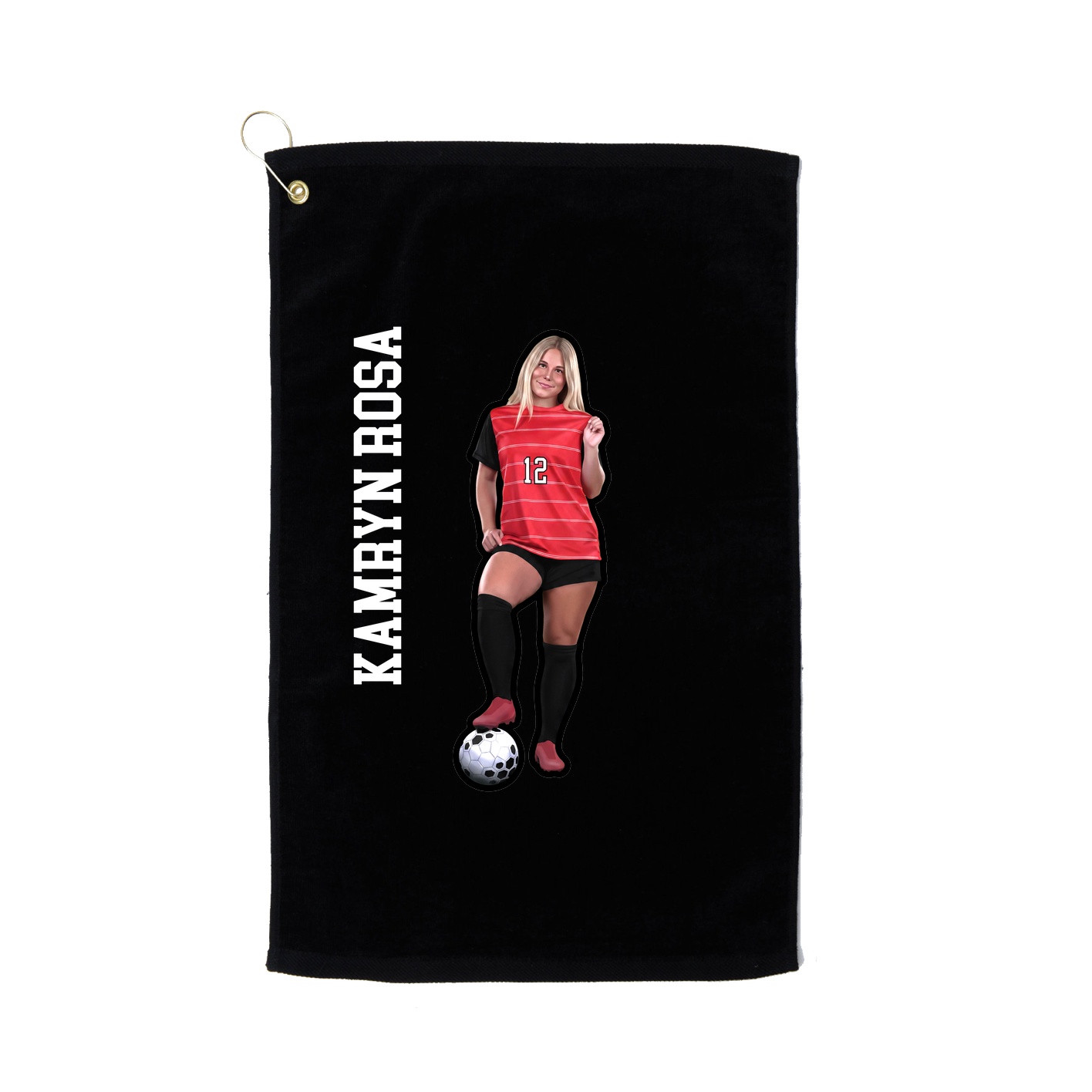 Golf Towel — Name Vertical in Black