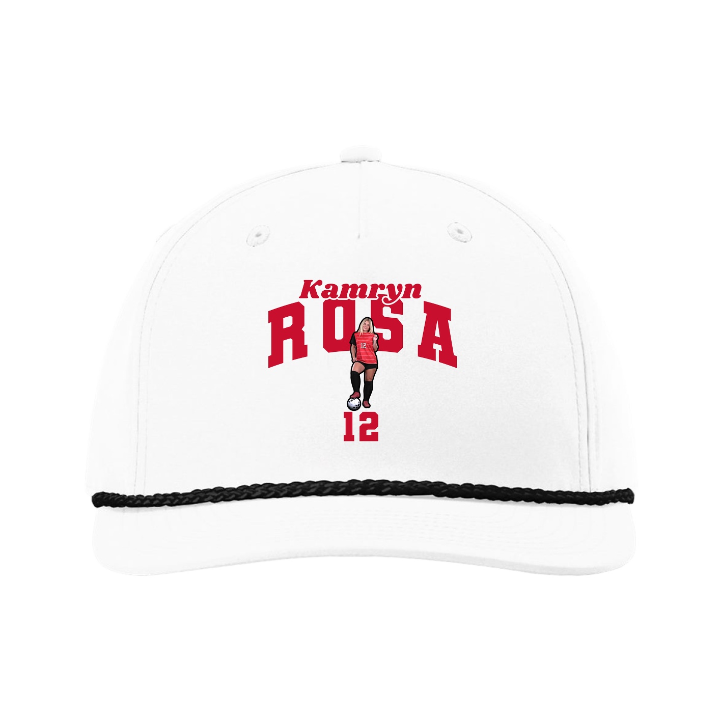 Five-Panel Classic Rope Cap — Signature Arch in White