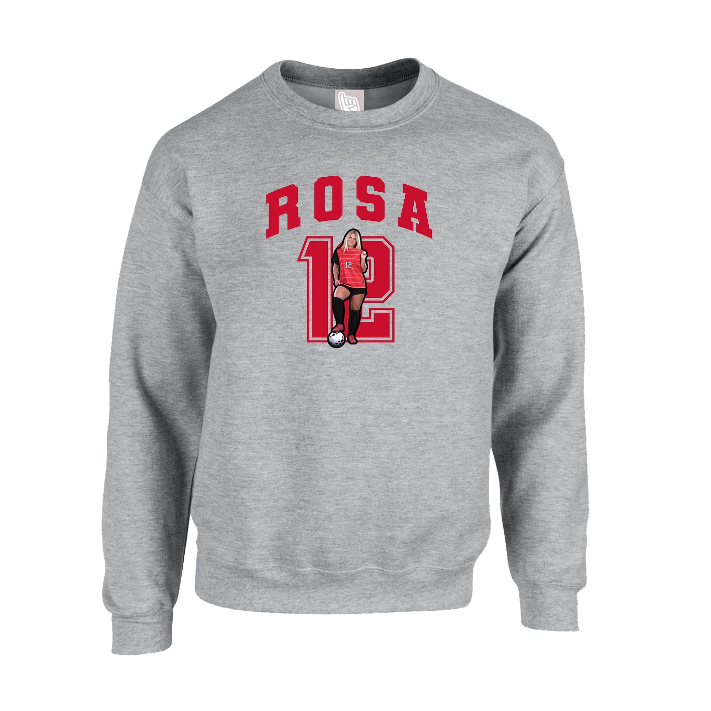 Fleece Crew — Number in Grey