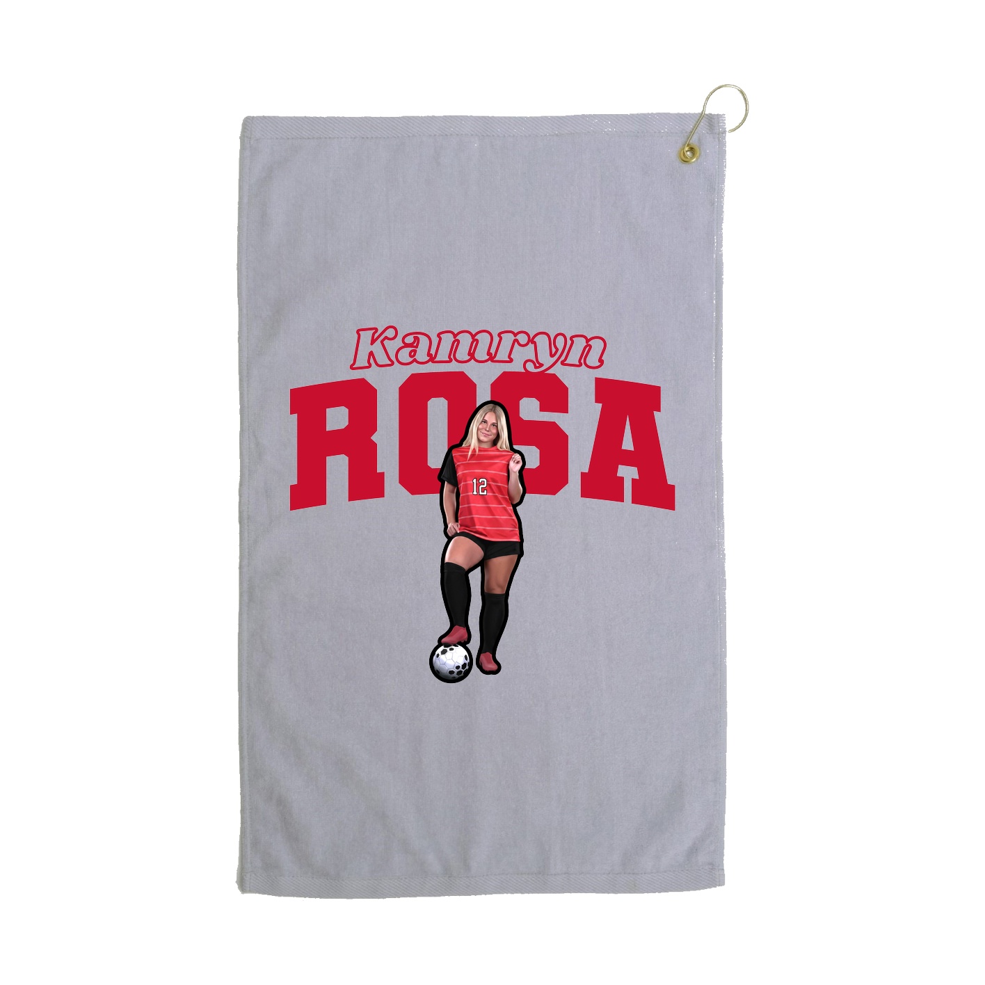 Golf Towel — Name Arch in Grey