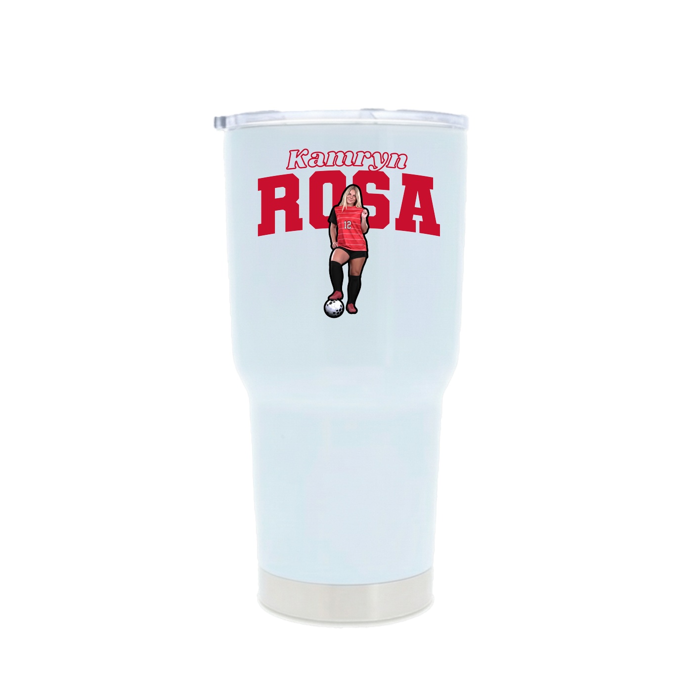 30oz Stainless Steel Tumbler — Name Arch in White