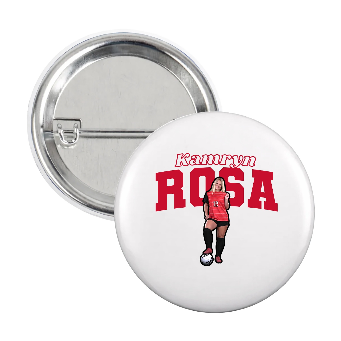 Game Day Button — Name Arch in White