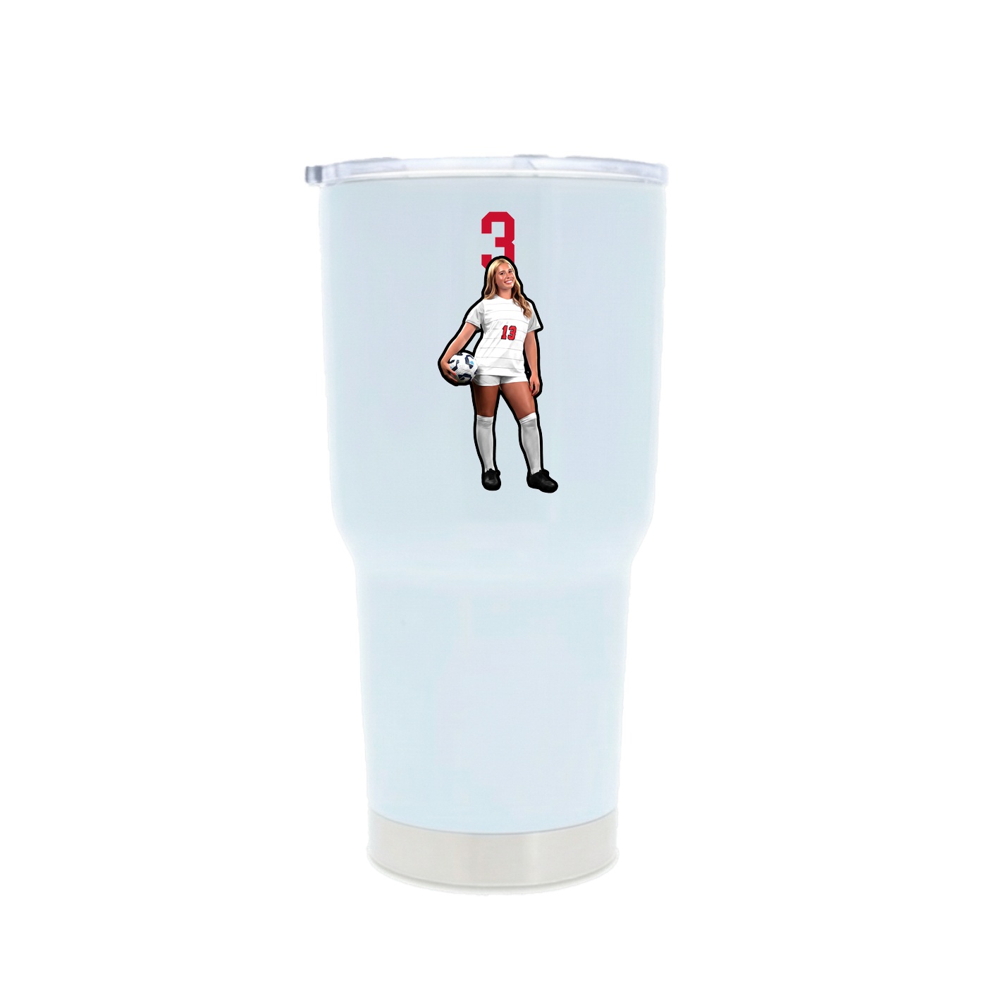 30oz Stainless Steel Tumbler — Number Top in White