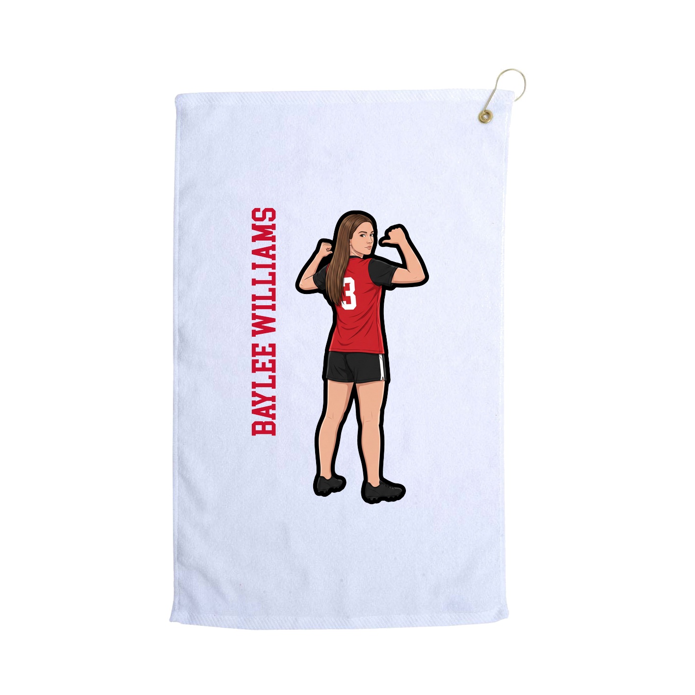 Golf Towel — Name Vertical in White