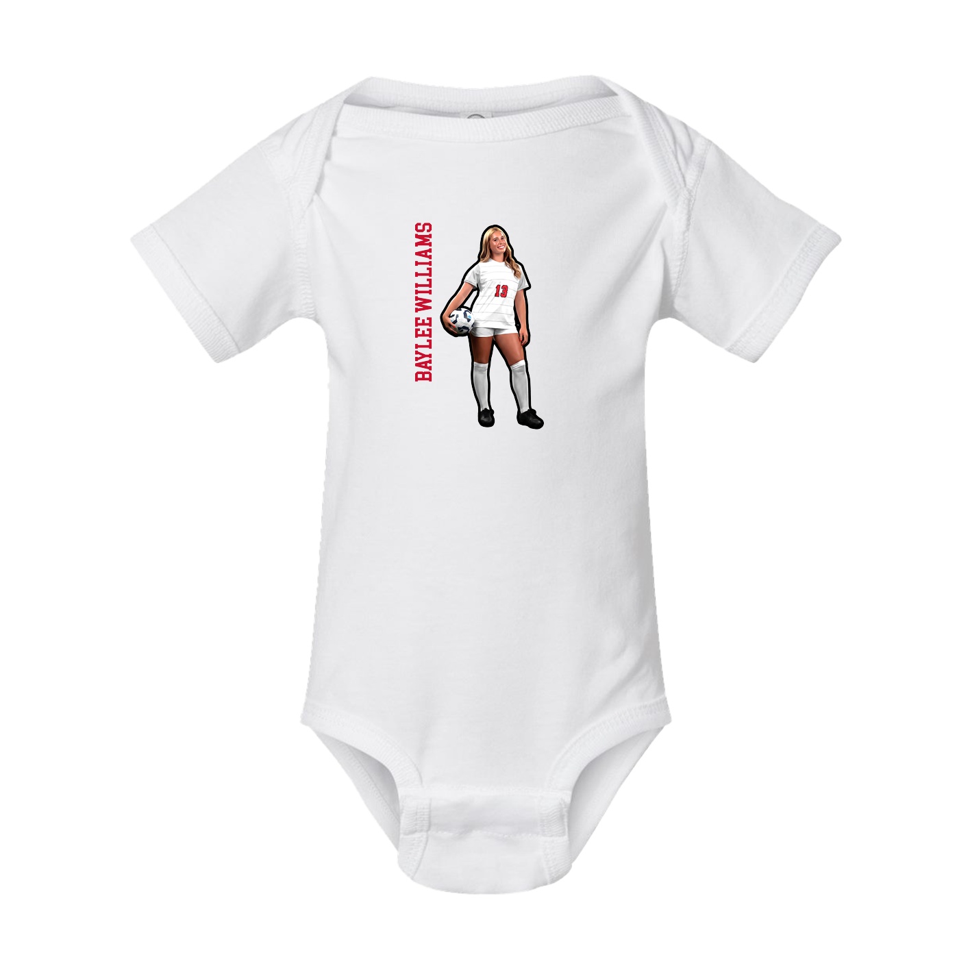 Baby Onesie — Name Vertical in White