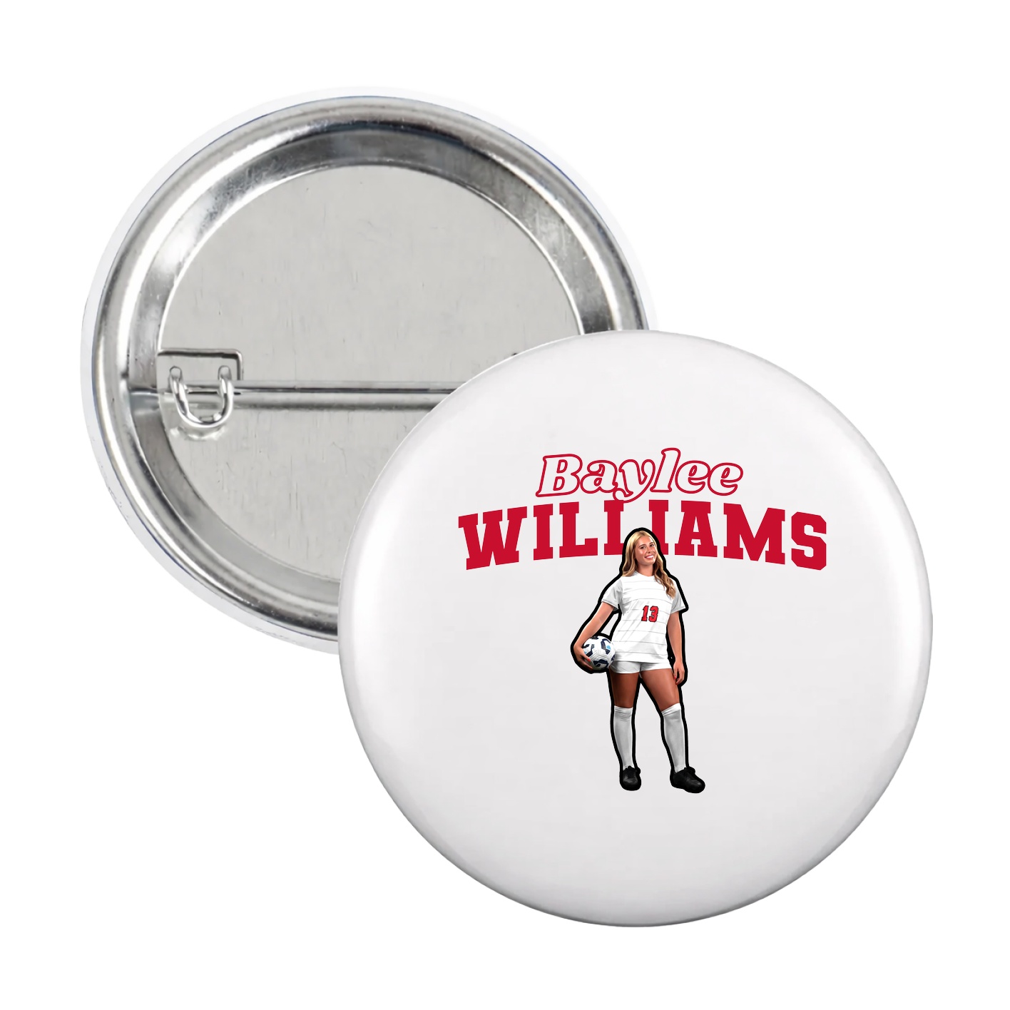 Game Day Button — Name Arch in White