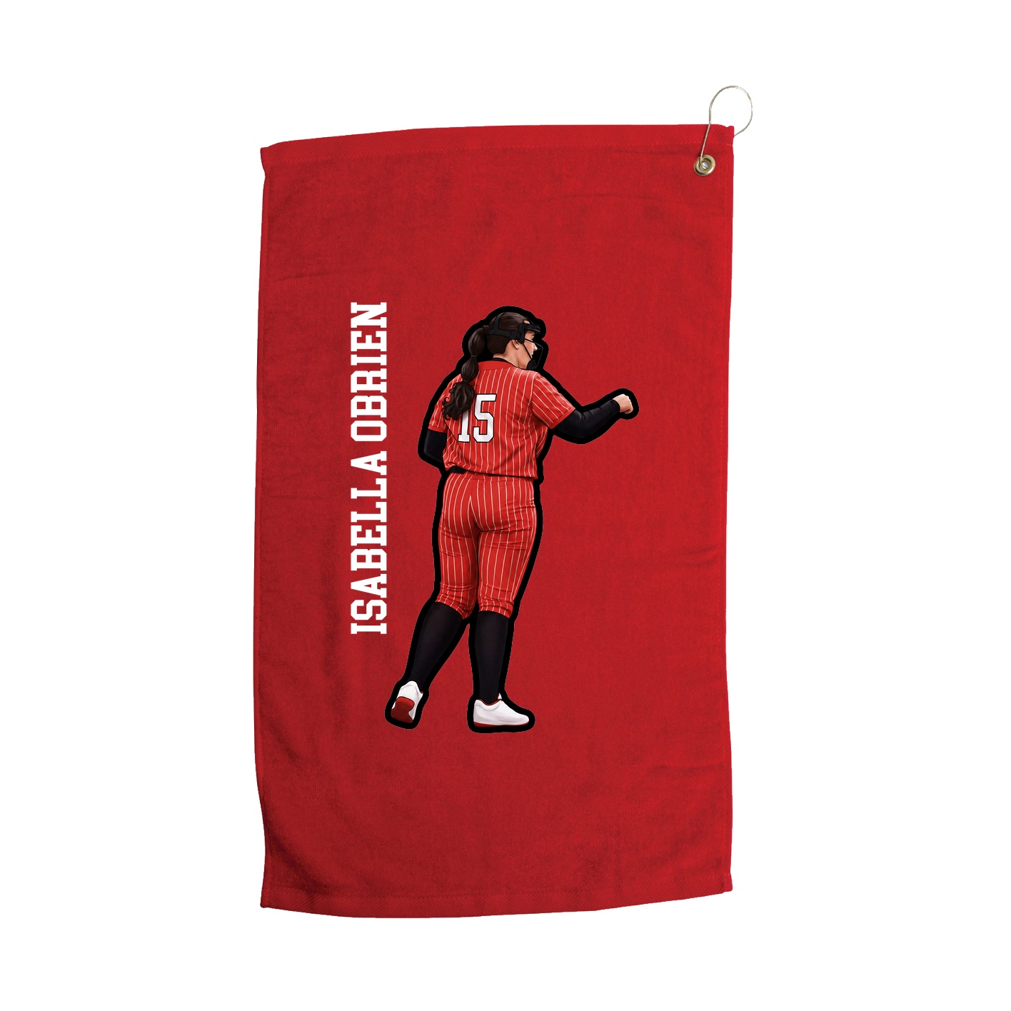 Golf Towel — Name Vertical in Red